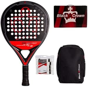 Black Crown | Pack Pala de Pádel Win Ultralight Junior | Pala Piton JR Ultraligera para Niños Menores de 8 Años | Incluye Mochila Focus Negra y Bolsa con 12 Overgrips Blancos | Ligera, Segura y Divert