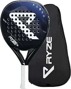 RYZE Pala de pádel en fibra de carbono - Máxima precisión y control - Pala de pádel para adultos - Espuma viscoelástica EVA-15 - Pala de pádel ultraligera de 360 g - Pala de Padel - Funda de