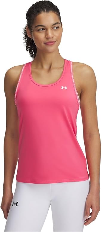 Under Armour Tech Knockout Tank, Camiseta sin Mangas para Mujer, Ligera y Transpirable Camiseta de Entrenamiento, Rosa súper / / Blanco, XL