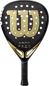 Wilson Raqueta de Pádel Defy V1, Libera Potencia Dinámica, Fabricada con Superficie de Carbono 3K y Diseño Aeroexact, Color: Negro/Dorado, Talla: 2