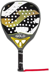 Joma Pala de Pádel Profesional Gold Pro, 350 g - Forma Diamante con Mango Extralargo - Tubular y Plano 100% Carbono con Núcleo Flexo Black EVA - Tecnología Rotation y Vibra-out - Incluye Funda