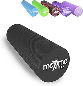 Maximo Fitness Rodillo de masaje para columna vertebral y espalda, piernas, brazos (45 x 15 cm) – Rodillo de masaje medio duro para yoga, pilates, regeneración después de deporte